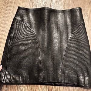 Black mini leather skirt